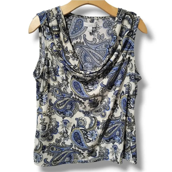Charter Club women's bandanna print sleeveless draped neckline Blouse  - xl - Picture 1 of 6